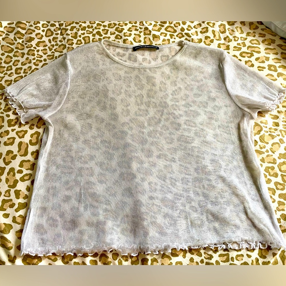 Brandy Melville gray glitter shear see through crop top one size